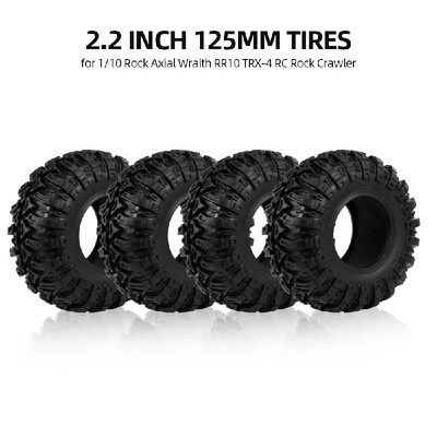 

4Pcs 22 Inch 125mm 110 RC Rock Crawler Tires for 110 Rock Axial Wraith RR10 TRX-4 RC Rock Crawler Jeep Truck
