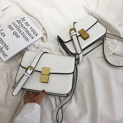 

Qiao Bani 2019 new European&American style fashion simple lock buckle tofu bag slant diagonal cross trend wild female bag