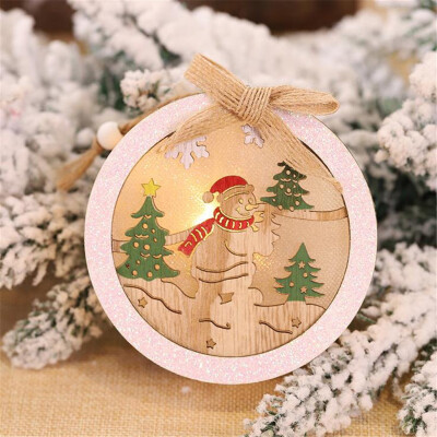 

〖Follure〗LED Light Wooden Cute Christmas Tree Hanging Ornaments Holiday Decoration