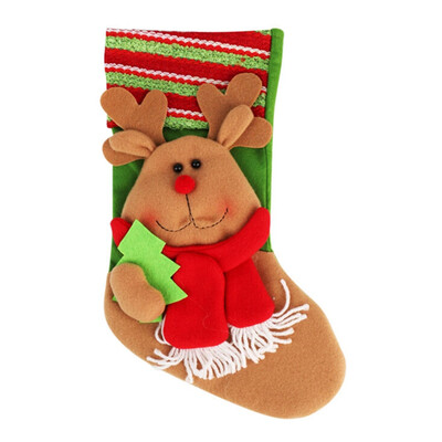 

Christmas Flannel Stockings Gifts Cloth Santa Elk Socks Xmas Candy Gift Bag For Children Fireplace Tree Christmas Decoration