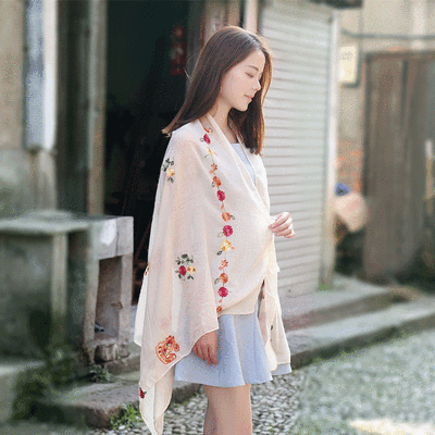 

Spring&autumn new national wind cashew flower cotton&linen scarf embroidery shawl retro embroidered silk scarf female travel shawl