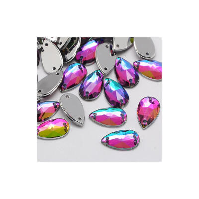 

Sew on Rhinestone Taiwan Acrylic Rhinestone Two Holes Garments Accessories Faceted Drop Colorful 13x8x35mm Hole 1mm