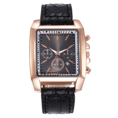 

Mens fashion square head business casual calendar quartz hand