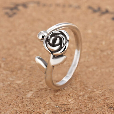 

Rings for Women Vintage Silver Rose Rings Mothers Day Gift Jewelry