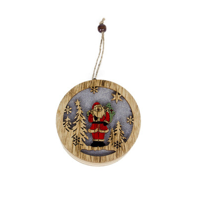 

Christmas LED Light Round Hanging Decor Christmas Tree Wood Luminous Decoration Xmas Round Santa Claus Ornaments Accessories