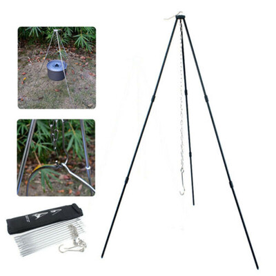 

Outdoor Camping Cooker BBQ Grill Tripod Cooking Pot Pan Holder Hanger Tool