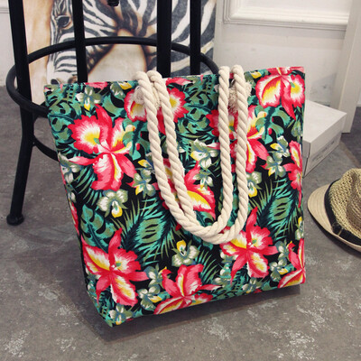 

Summer Shopping Big Bag floral Messenger Bags Women Canvas bohemian style striped Shoulder Beach Bag Female Casual Tote