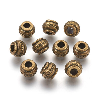 

Tibetan Style Alloy European Beads Lead Free & Nickel Free & Cadmium Free Barrel Antique Bronze Color about 9mm long