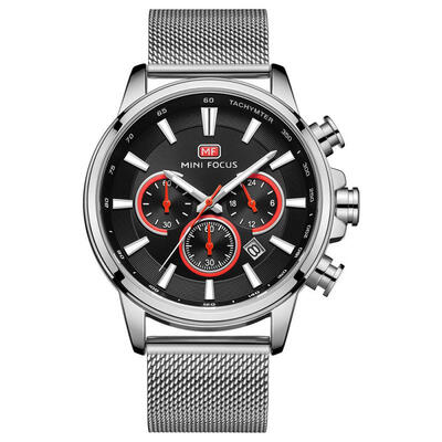 

MINI FOCUS MF0142G Fashion Waterproof Luminous 3-Dial 6-Pin Quartz Wristwatch Mens Watch With Mesh Strap Calendar Function