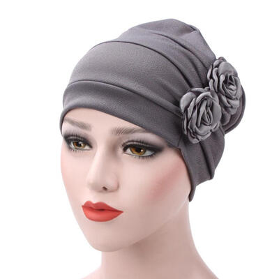 

Women\s Rose Flowers Muslim Beanie Cap Snood Cancer Hat for Chemo Hair Loss