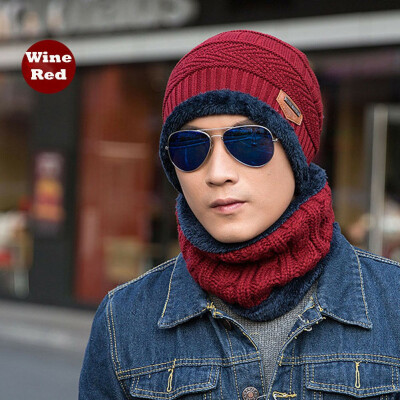 

2Pcs Men Knitted Woolly Thermal Beanie Outdoor Fleece Warm Winter Ski Hat Cap