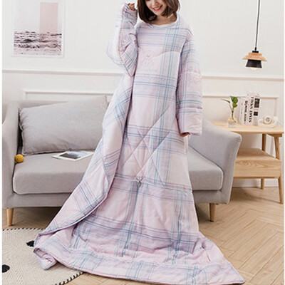 

Gobestart Multifunction Lovers Winter Warm Long Sleeve O-Neck Suit Print Thicken Blanket