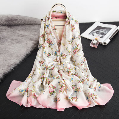 

Spring summer&autumn new Korean version of small floral elegant high-grade silk scarf female decorative shawl sunscreen beach towel