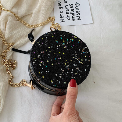 

Ins Super Fire Sequin Pack Women 2019 New Korean Joker shoulder bag slung fashion small round bag