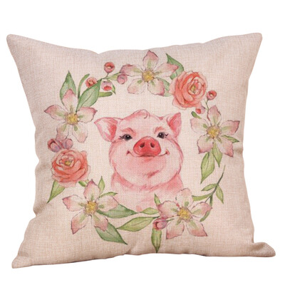 

Siaonvr Cute Animal Pig Cotton Linen Pillow Case Cushion Cover Waist Sofa Car Home Decor