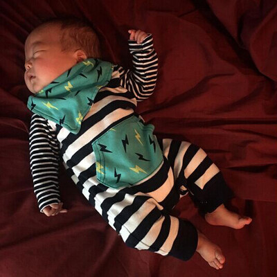 

Newborn Infant Baby Girl Boy Stripe Print Warm Romper Jumpsuit Clothes Set
