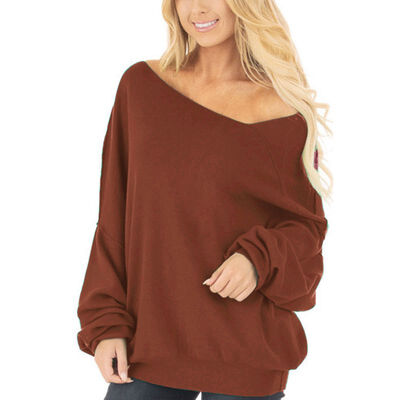 

Womens spring&autumn new diagonal shoulder sweater long sleeve