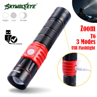 

Saidsome Portable T6 3-Modes Usb Rechargeable LED Flashlight Torch Bright For 18650 flashlight lamp