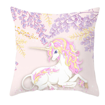 

Cartoon Unicorn Pillowcase Peach Skin Cashmere Print Sofa Cushion Cover Throw Pillow Case Home Decoration Fashion