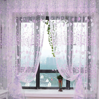 

Floral Printed Tulle Voile Door Window Curtain Sheer Drape Panel 200x100CM