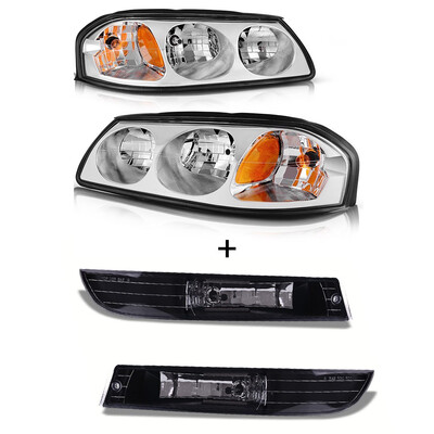 

For 2000-2005 Chevy Impala Chrome Housing Headlights Clear Lens Front Bumper Driving Fog Lights