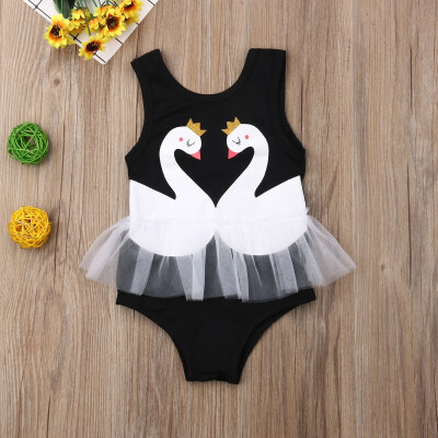 

Kids Baby Girl Tutu Swan Swim Romper Swimwear Ruffle Beachwear Swimsuit Clothes