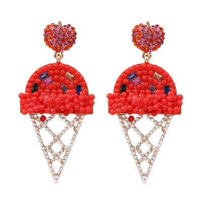 

INS 2019 Summer Fruit Earrings for Women Pineapple Crystal Dangle Drop Earrings Raffia Handmade Woven Statement Jewelry