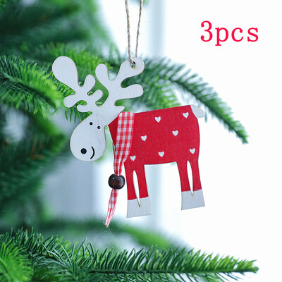 

Tailored Christmas Wooden Elk Small Pendant Christmas Tree Hanging Pendant 3 Packs