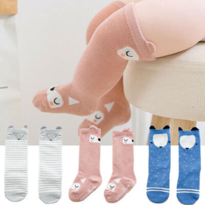 

Baby Cotton Anti-Slip Knee High Socks Cute Long Leg Warmer Unisex Kids Stockings