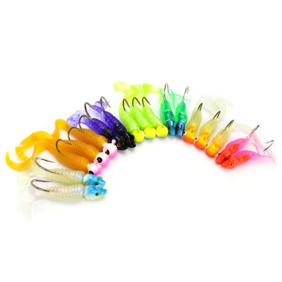 

New Hot 17Pcs set Soft Worm Multi-color Fishing Bait Lur And Lead Jig Head Hooks Fishing Combination Fishing Bait Suit