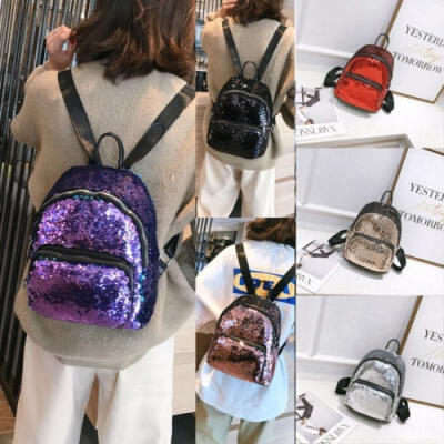 

Women Girls Handbag Sequins Glitter Backpack Rucksack Travel Shoulder School Bag