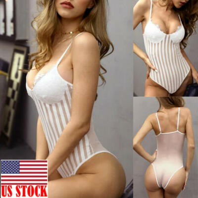 

US Women Ladies Bodysuit Stretch Leotard Sleeveless Body Tops T shirt Jumpsuit