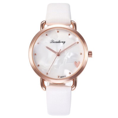 

New ladies fashion creative peach heart shell belt quartz watch casual student table female model generation