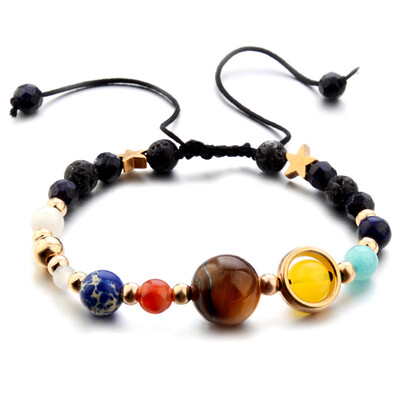 

Fashion System Galaxy Eight Planets Stone Beads Braided Bracelet Gift for Women & Girls