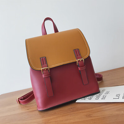

Shoulder bag women 2019 new Korean version of Joker simple contrast small backpack retro British student bags