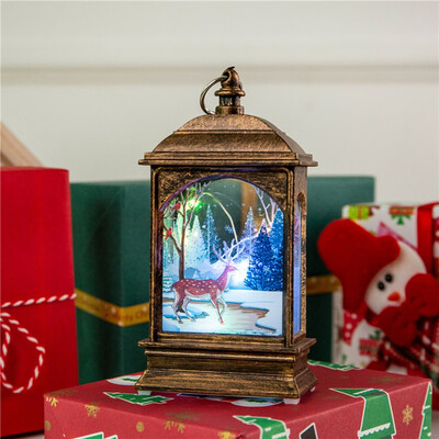 

Gobestart New Christmas Creative Glow Old Man Snowman Elk LED Fireplace Light Decoration