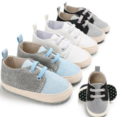 

Cute Toddler Kids Canvas Sneakers Baby Boy Girl Soft Sole Crib Shoes 0-12Months
