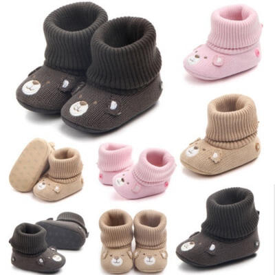 

Baby Girl Knit Flower Warm Boots Booties Infant Toddler Newborn Snow Slippers