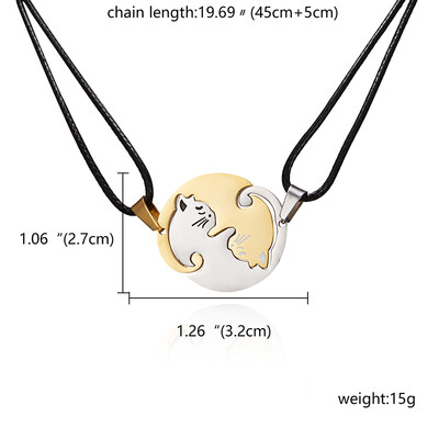 

1 Pair Couples Jewelry Necklaces Silver Gold Couple Necklace Titanium Steel Animal Cat Pendants Necklace Valentines Gift