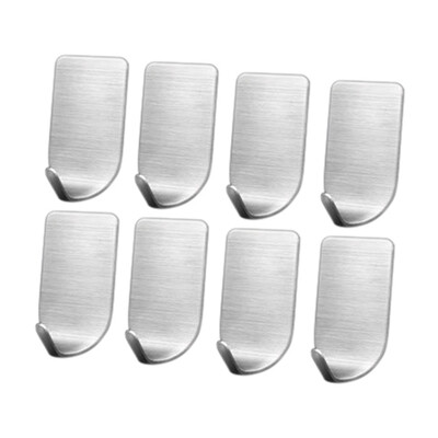 

Toponeto 8Pcs Bathroom Kitchen Self Adhesive Hook Towel And Robe Brushed Stainless Steel