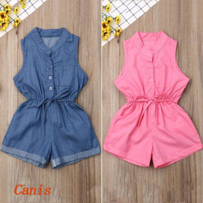 

UK Sweet Kids Baby Girl Clothes Sleeveless Romper Jumpsuit Overall Casual Outfit