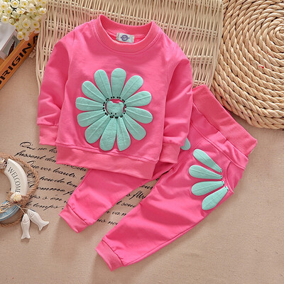 

2Pcs Infant Baby Girls Kids Long Sleeve Sun Flower T-shirt TopsPants Outfit Set