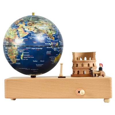 

FUN GLOBE 5 inches 13cm music bell World Globe Rome Holiday Desktop Decoration Office Supplies Holiday Gift real earth style