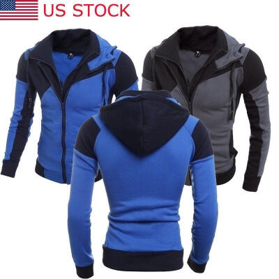 

Men´s Casual Hooded Coat Slim Jacket Overcoat Thin Stand Collar Hoodie Zipper Up