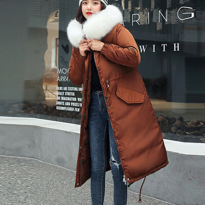 

Tailored Fashion Outerwear Long Sleeve Hooded Jackets Cotton-padded Pockets Bandage Coats