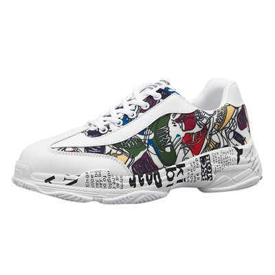 

2019 mens sneakers Graffiti shoes comfortable casual Mens Fashion Breathable Lace-up Sport Walking Shoes Sneakers