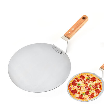

Round Wooden Handle Stainless Steel Cake Pizza Shovel Home Kitchen Baking Tool