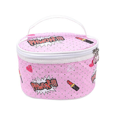 

Women Makeup Bag PU Round Cosmetic Large Capacity Organizer Storage Bags