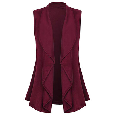 

Toponeto Women Casual Sleeveless Cape Shawl Ruffles Draped Open Front Cardigan Vest Coat
