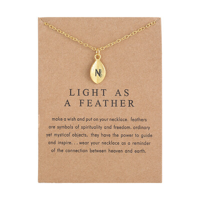 

New Arrived Leaves Light As A Feather Personality 26 English Letters Alphabet Necklace Alloy Pendant